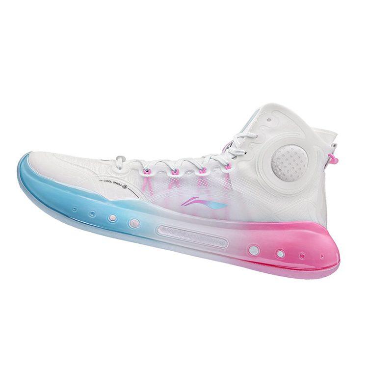 Li Ning YuShuai 14 Boom Basketball Shoes Men's High Top Standard White/Moon White Blue ABAQ033-22