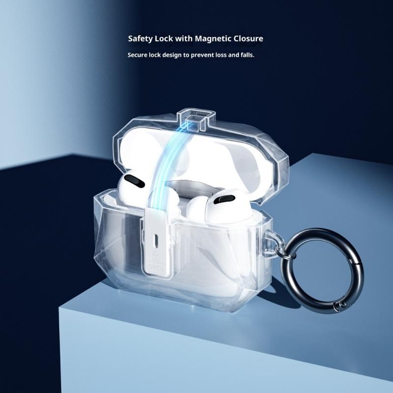 Clear Protective Case For Pods Pro3 Secure Lock Design Includes Keychain Set Easy Cleaning