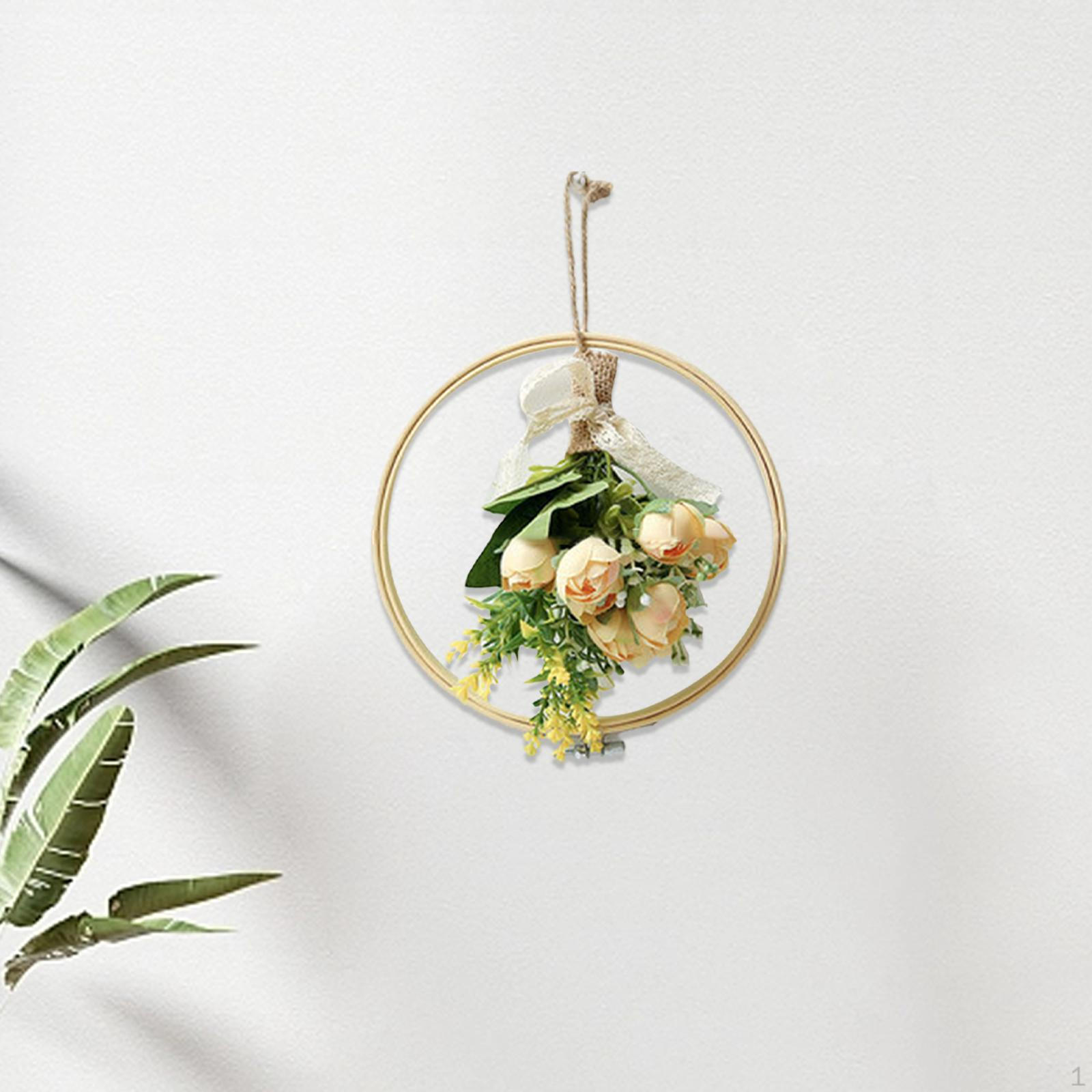 

Floral Hoop Wreath Artificial Flower Spring Summer Front Door for Celebration Yellow