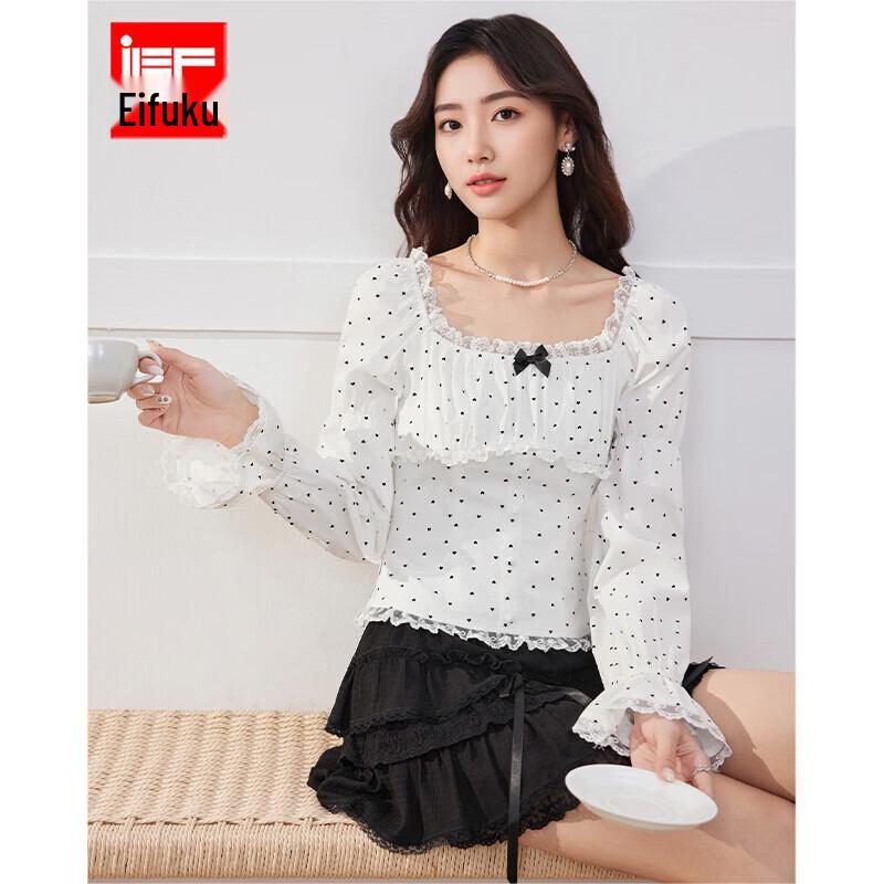 IEF Retro Polka Dot Square Neck Top M
