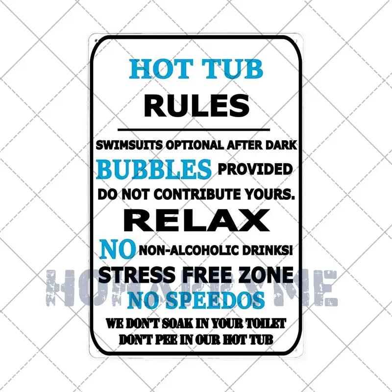 Funny Outdoor Hot Tub Metal Tin Sign Plates Vintage Poster Bathroom Plaques Wall Decorative Retro Home Decor 20*30cm