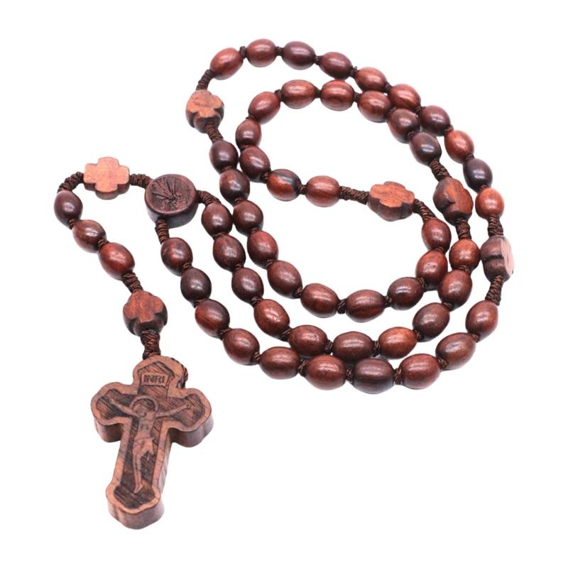 Elegante colar de rosário sagrado feito à mão com o Pai Nosso, perfeito para ocasiões casuais e formais, uso religioso católico