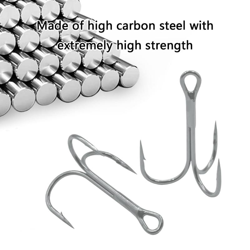 Fishing Tackle Accessories Treble Hook Set High Carbon Steel Round Bend Hook Professional Barbed Fishing Hook for Lures