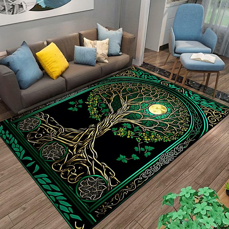 Moonlit Tree of Life Rug, Elegant Decor Design Suitable for use as an anti-slip game mat for living room and bedroom sofas