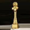 Customized Microphone Five-pointed Star Resin Trophy, Crystal Base Excellent Host Singing Talent Activity Competition Award, 1Pc