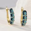 Vintage Artificial Enamel Flower Pattern Golden Plated Hoop Earrings Women's Exquiaite  Vacation Jewelry Accessories Gift