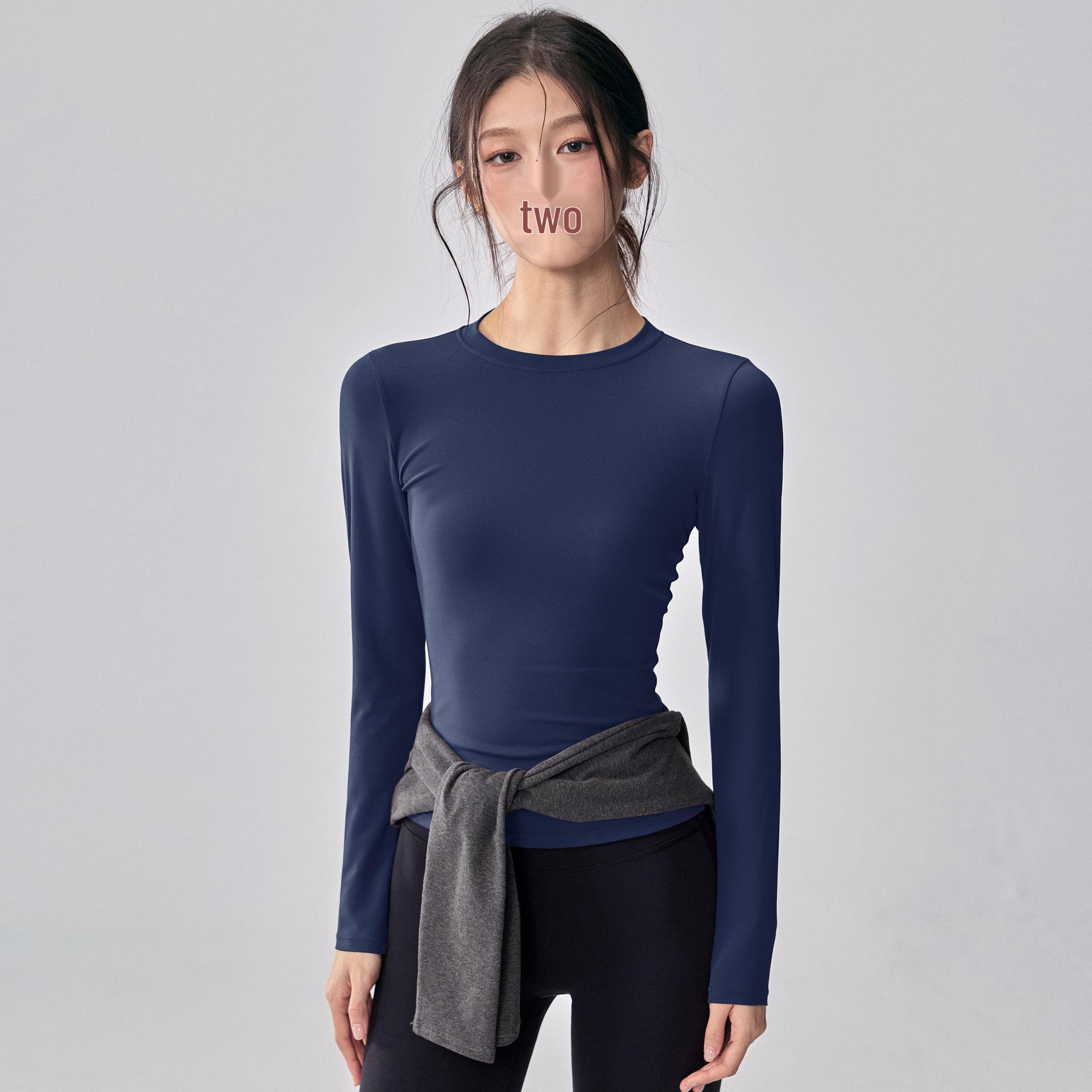 Flannel Brushed High-Stretch Slim Fit Long Sleeve Yoga Top Small