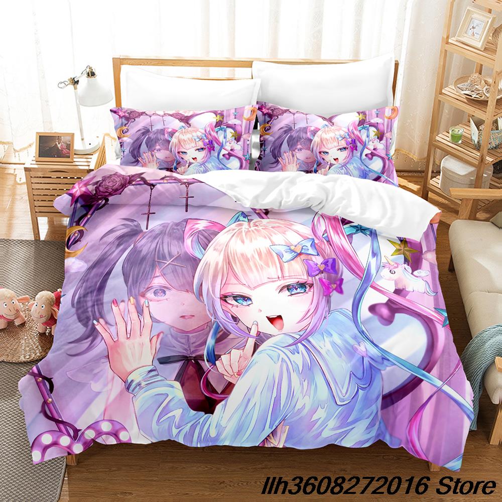 New Needy Girl Overdose Bedding Set Cartoon Anime Three-Piece Set Adult Kid Bedroom Duvetcover Sets 3D Kawaii Girls Conjunto De
