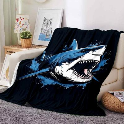 1pc Shark Ocean Throw Blanket Soft Flannel, Cozy All Season Polyester Perfect for Home, Office