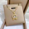 Love Bow Light Luxury Temperament Gorgeous Full Diamond Necklace Women'S Versatile Collarbone Chain Titanium Steel Chain