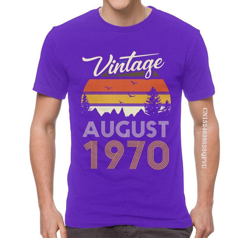Vintage 1970 August T Shirt Mens Cotton Oversized Printing T Shirts Harajuku Tshirt 50th Birthday EMO Men Tees Tops