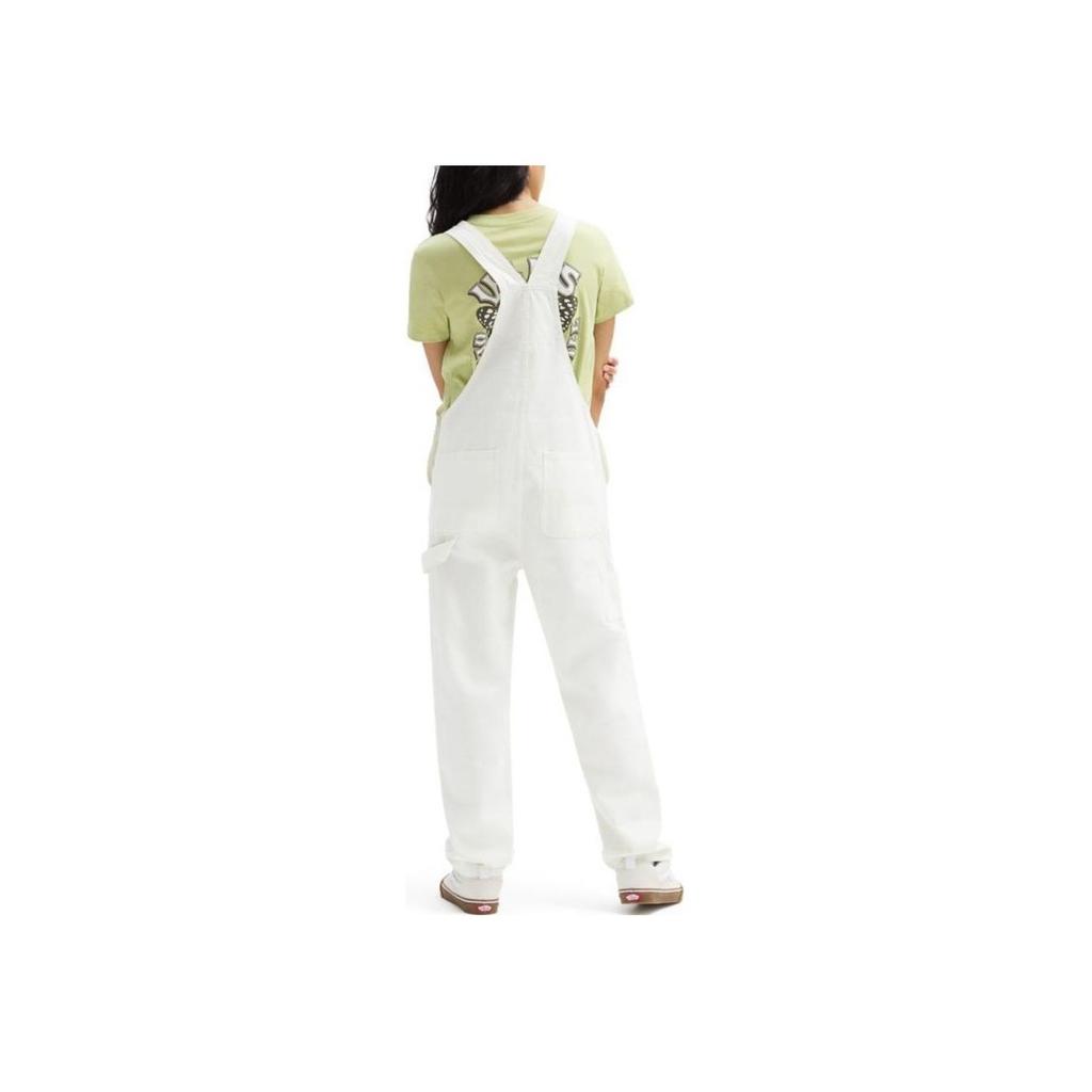 Vans Solid Color Logo Label Strap Overalls Women Overalls White VN0A5JHIFS8