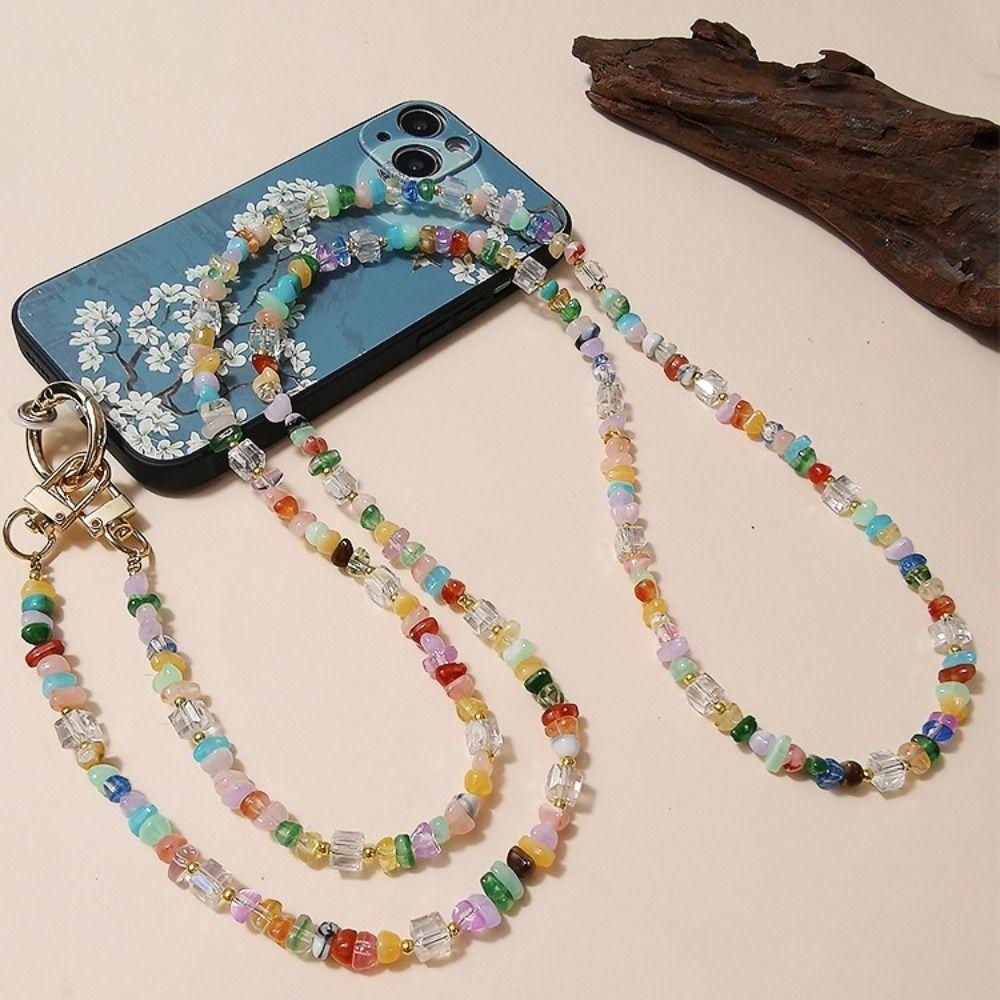 Kamenný Drahokam Popruhy na Mobilní Telefon Crossbody Korálky Řetízek na Telefon Dlouhá Šňůrka na Telefon Příslušenství k Telefonu
