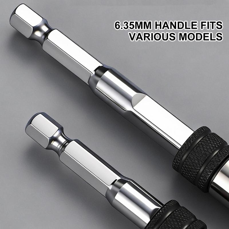 Universelle Bithalter-Verlängerung mit Selbstverriegelungsfunktion für elektrische und manuelle Schraubendreher für Hand- und Elektrowerkzeuge