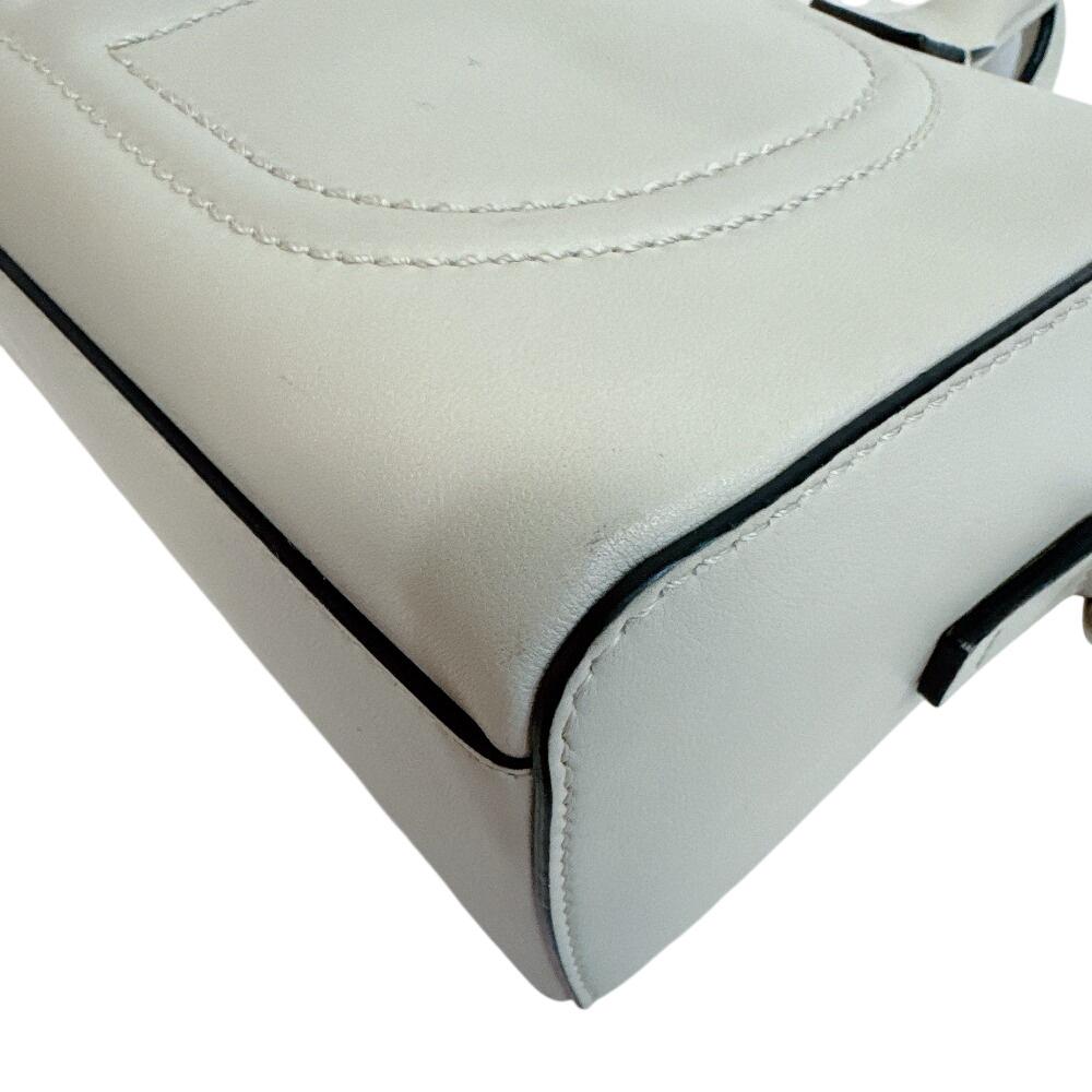 Valentino Garavani Mini Boston Bag with Strap, 2-Way leather Handbag white leather Used