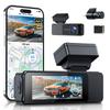 GKU 2025 Touchscreen 4K Dash Cam with Fatigue LCD Front and Rear 8 LED Traffic Light Noise Night 64GB Card Parking Monitoring Dash Camera (4K+1080p)