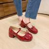 Fashion Women's Bow Versatile High Heels Mary Jane Thick Soled Leather Shoes Fashion Elegant Shoes Fashion Ladies Pumps Zapatos Mujer