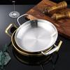 Koreanischer flacher Kochtopf aus Edelstahl mit Doppelohr zum Kochen von Meeresfrüchten, trockene Töpfe, Paella-Bratpfanne, Küchenkochgeschirr