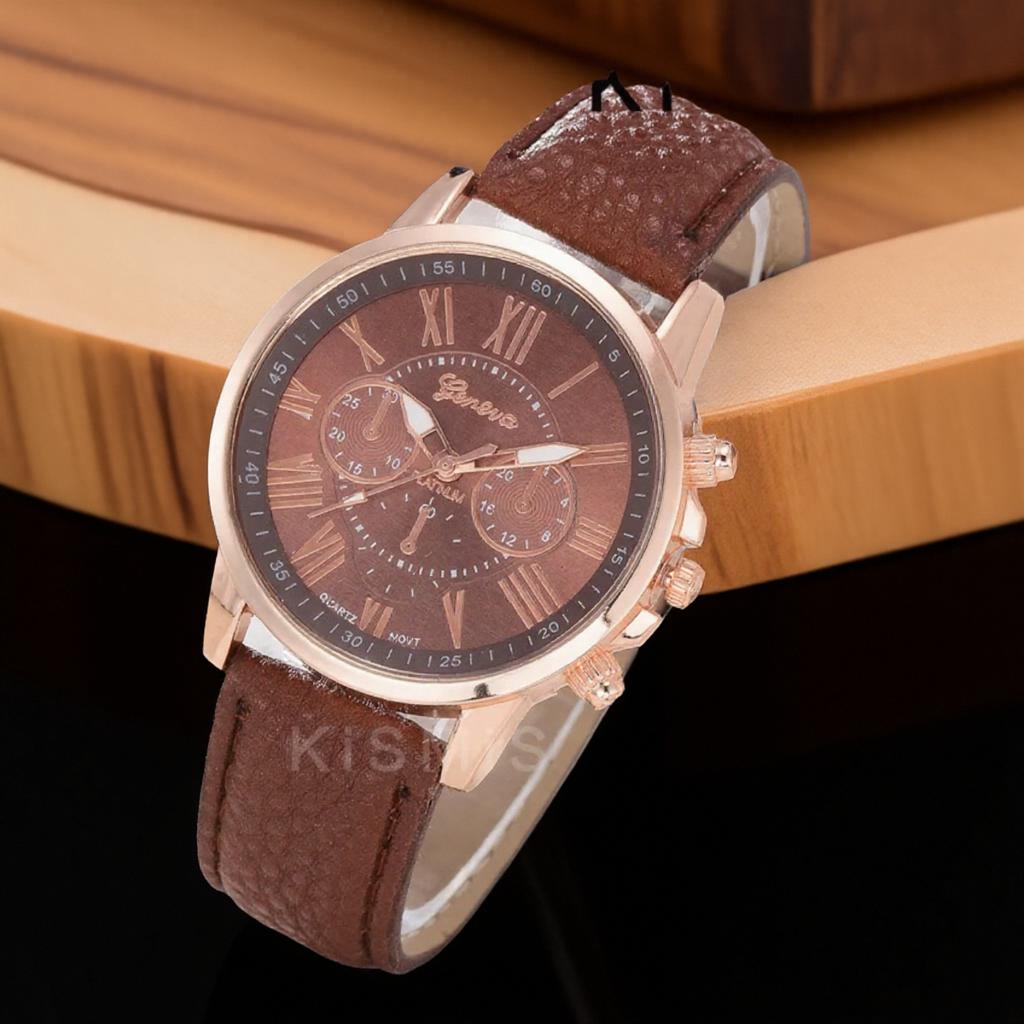 Fashion Geneva Quartz Watch Roman Numerals Three Eye Six Pin Casual Wrist Watch for Women Men Couple Stylish Dress Watch