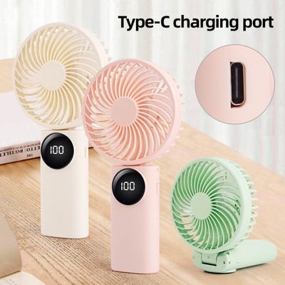 Portable Handheld Mini Fan 1200mAh Rechargeable 5 Speeds Personal Travel Fans with Digital Display 90 Degree Foldable Desk Fan for Outdoor Office