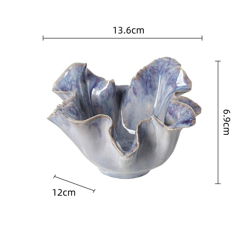Creative Lily Flower Ceramic Fruit Bowl Pot Handmade Petal Flower Pot Desktop Storage Container Flower Vase Home Decoration
