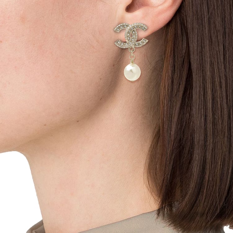 CHANEL Stud Earrings Women's Gold A86506