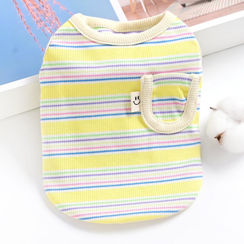 Stretch Striped Pet Cat Small Puppy Teddy Pomeranian Dog Clothes Spring Autumn Summer Thin Pocket Vest