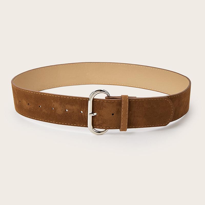 1pc Women Luxury Design Suede Leather Wide Belt Casual Versatile Business Waist Strap Trendy Pin Buckle Waistband