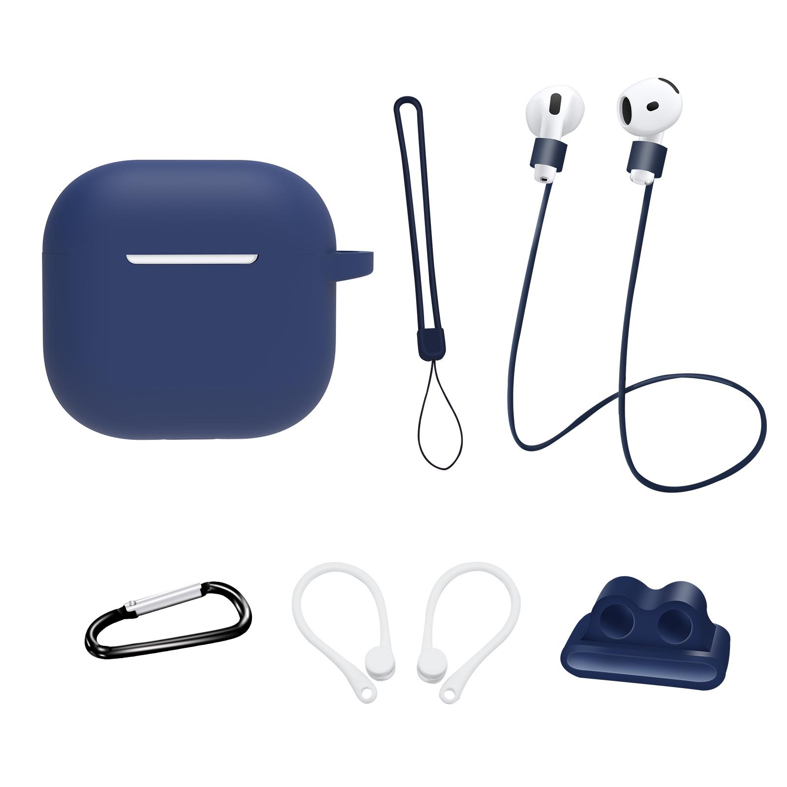 

Аксесуари для навушників 6 в 1 для AirPods 4 Силіконовий чохол + Ремінець для перенесення + Тримач для навушників + Вушні гачки + Ремінець на шию + Брелок K
