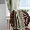 Imaqi Yun Green Striped Embroidered Semi-Blackout Curtains for Kitchen & Living Room