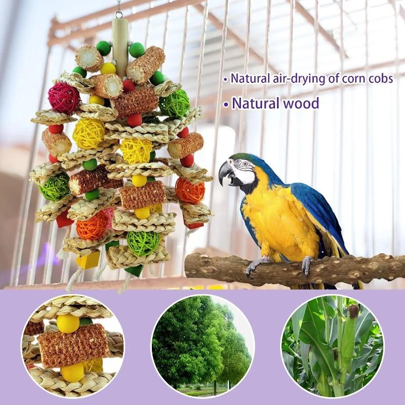 Parrot Toys Natural Corn cob Bird Chew Toys for Small Medium Macaws Food coloring African Grey Parrots Bird Cage Pet toys