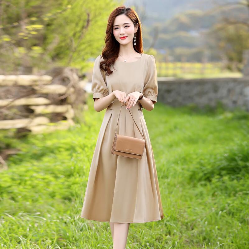 Women s Elegant Satin A-Line Midi Dress L