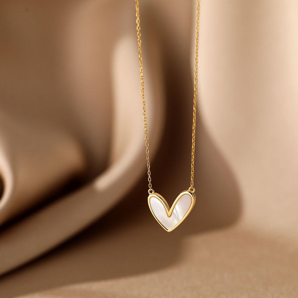 

CARLIDANA High Quality Blue Red Oil Painting Stainless Steel Enamel Heart Gold Plated Necklace Earring Set for Girls Women