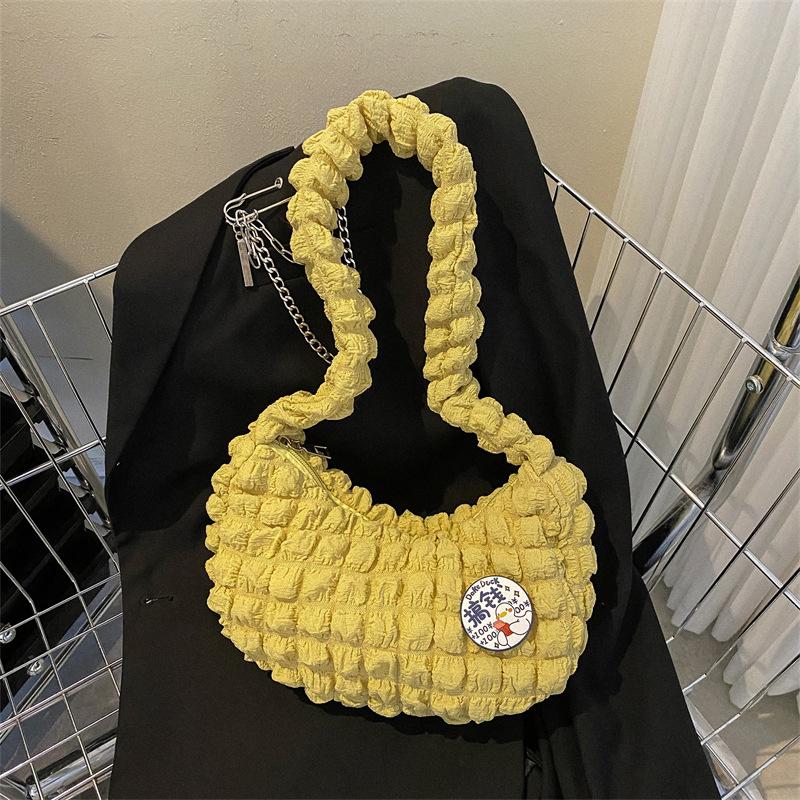 

Повседневные плиссированные сумки на плечо Cloud для женщин, дизайнерская сумка через подмышку, новая сумка-тоут, портативная сумка для отдыха и поездок, милые сумки через подмышки жёлтый