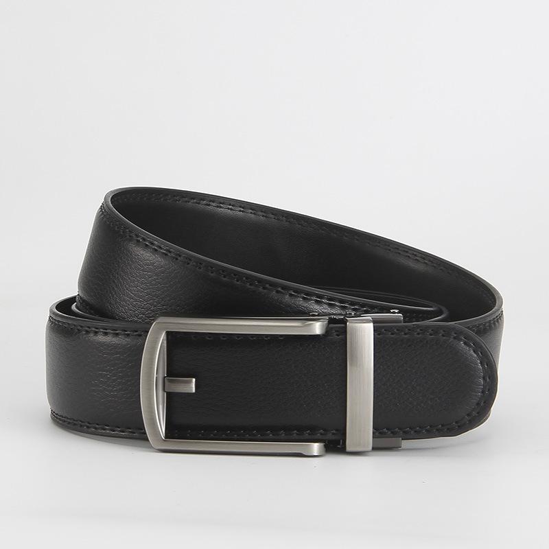 Dolly Road, Reverse Buckle Belt 3.5 Automatic Buckle Two-Layer Cowhide Belt, Men'S Leisure Belt