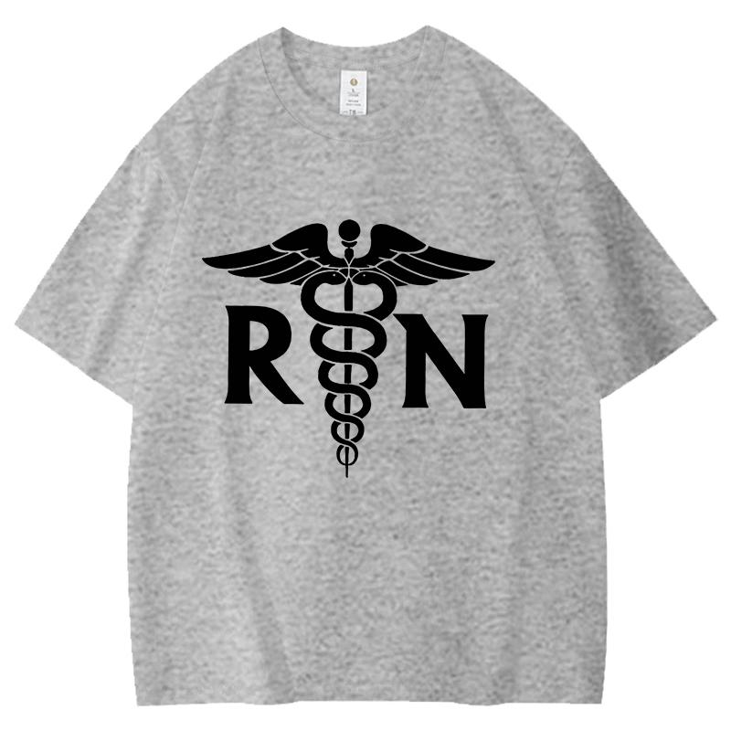 

New Hot RN Caduceus Printed Tshirts Unisex Women Unisex Casual Loose Round Neck Creative Personalized Tshirts Summer Couples Top S
