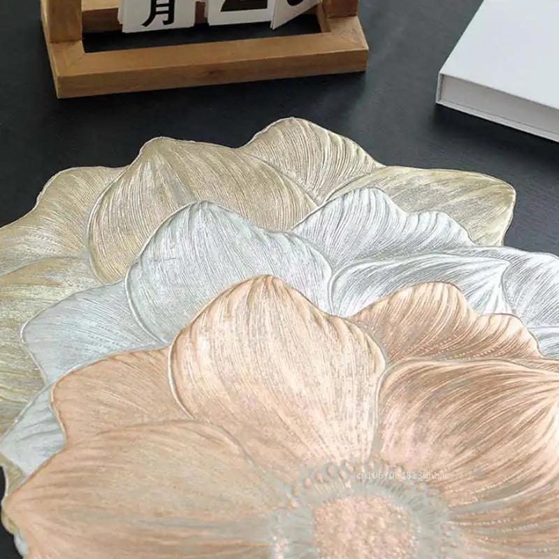 New Lotus-Shaped Heat-Resistant Flower Placemat Decorative Washable Table Pad Coasters for Home Party Wedding Decoration