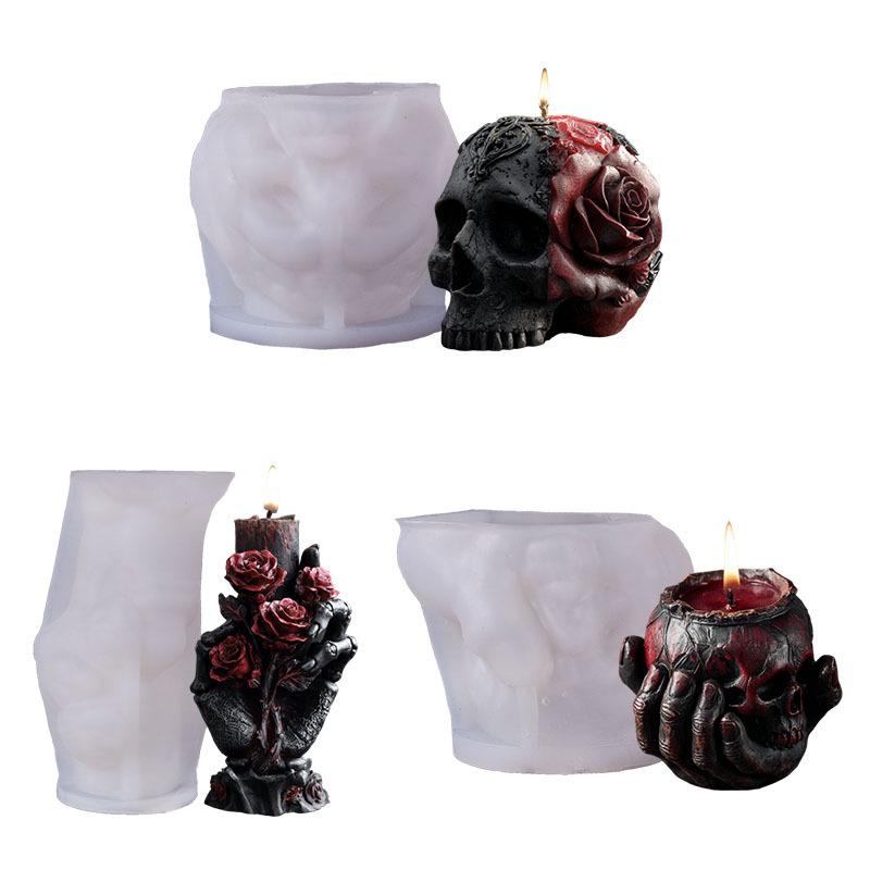 Halloween Hat Skull Candle Silicone Mold DIY Spider Snake Skeleton Gypsum Resin Casting Mold Halloween Decoration