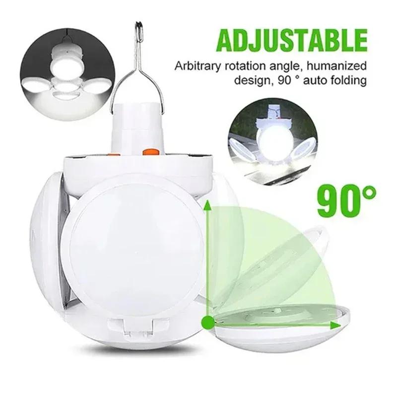 Solar Outdoor Portable LED Light Rechargeable Folding Lamp Search Bulb Camping Torch Emergency Lighting for Power Outages