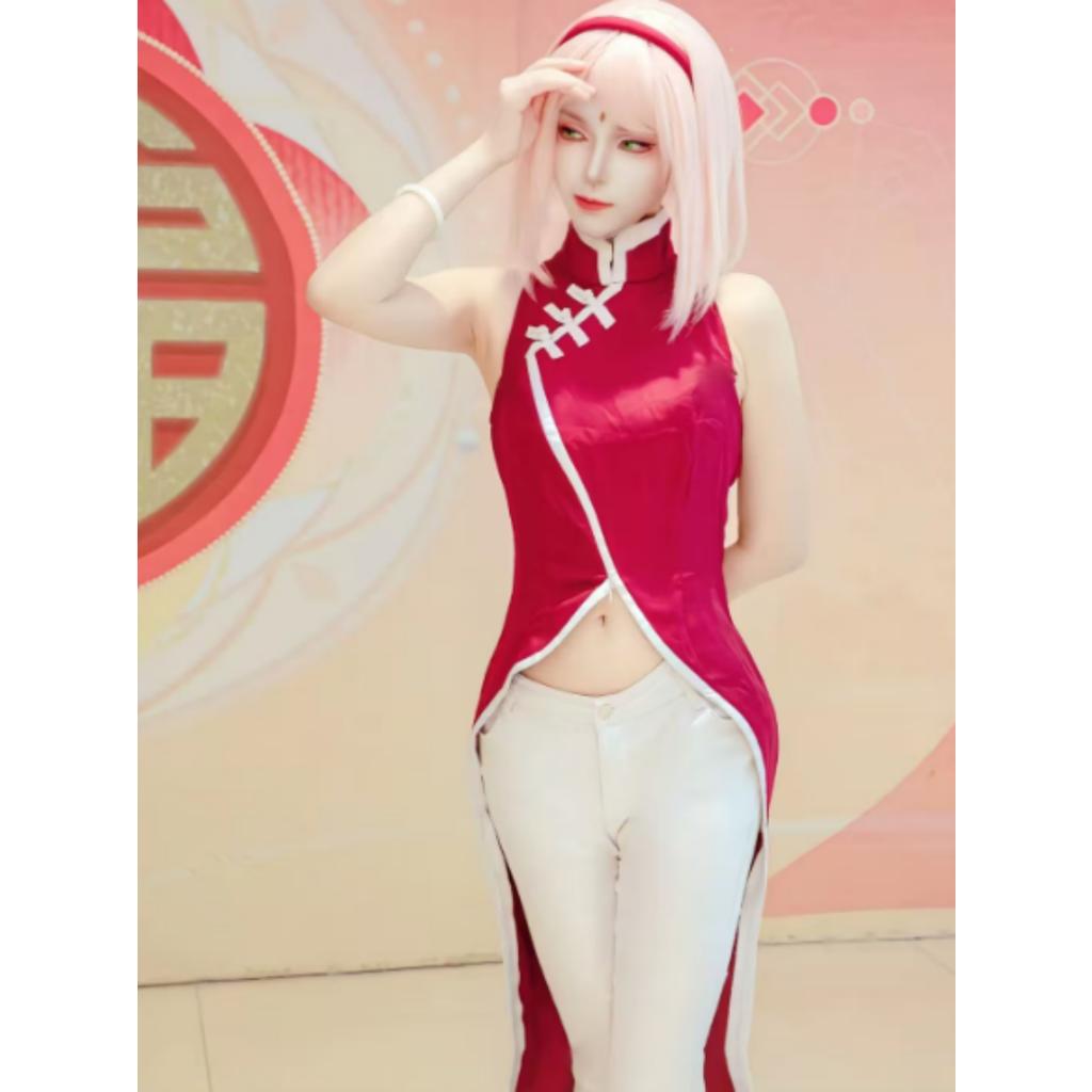 Haruno Sakura Cosplay Shippuden Anime Costume Women Skirt Outfit Unisex Ninja Cartoon Halloween Carnival Costume