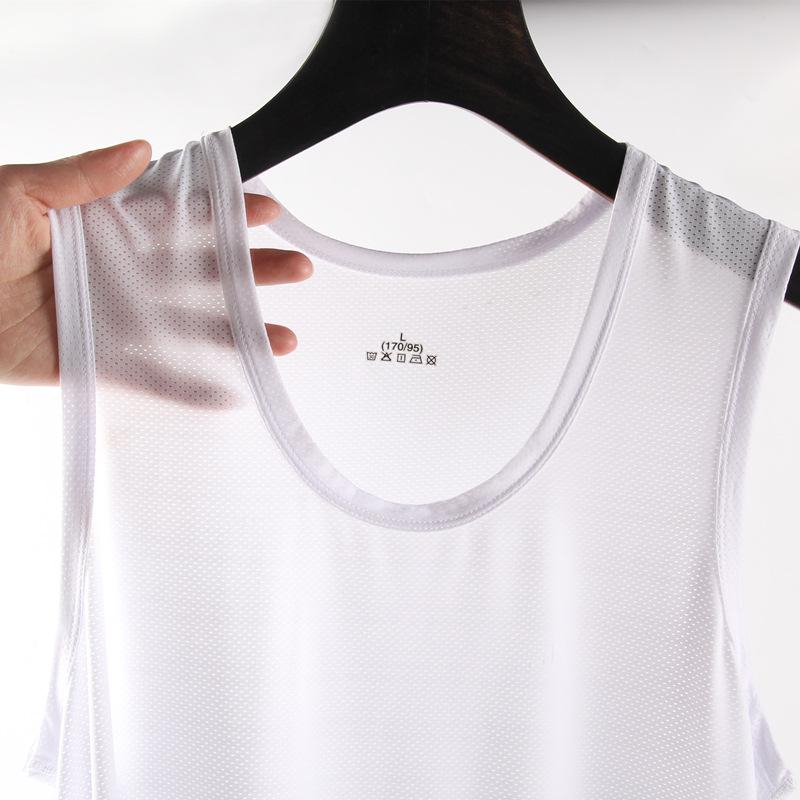 Men's Quick-Dry Ice Silk Mesh Tank Top: Trendy Loose Fit, Sleeveless, Plus Size Fitness Vest.