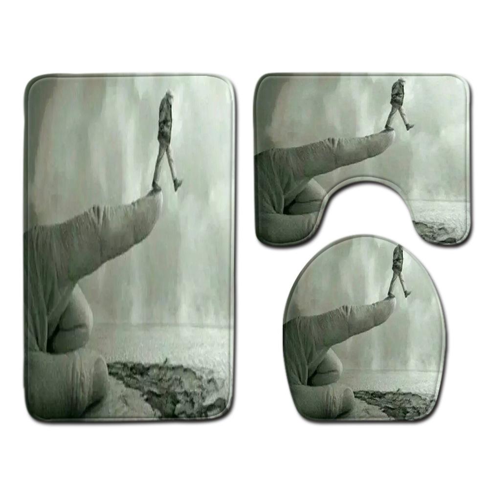 Philosophical Meaning Bathroom Floor Mat Three-Piece Bathroom Carpet Toilet Mat Set Door Mat Bathroom Non-Slip Mat