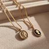 Korean titanium steel letter irregular round brand sweater chain simple temperament pendant collarbone necklace autumn and winter explosion item