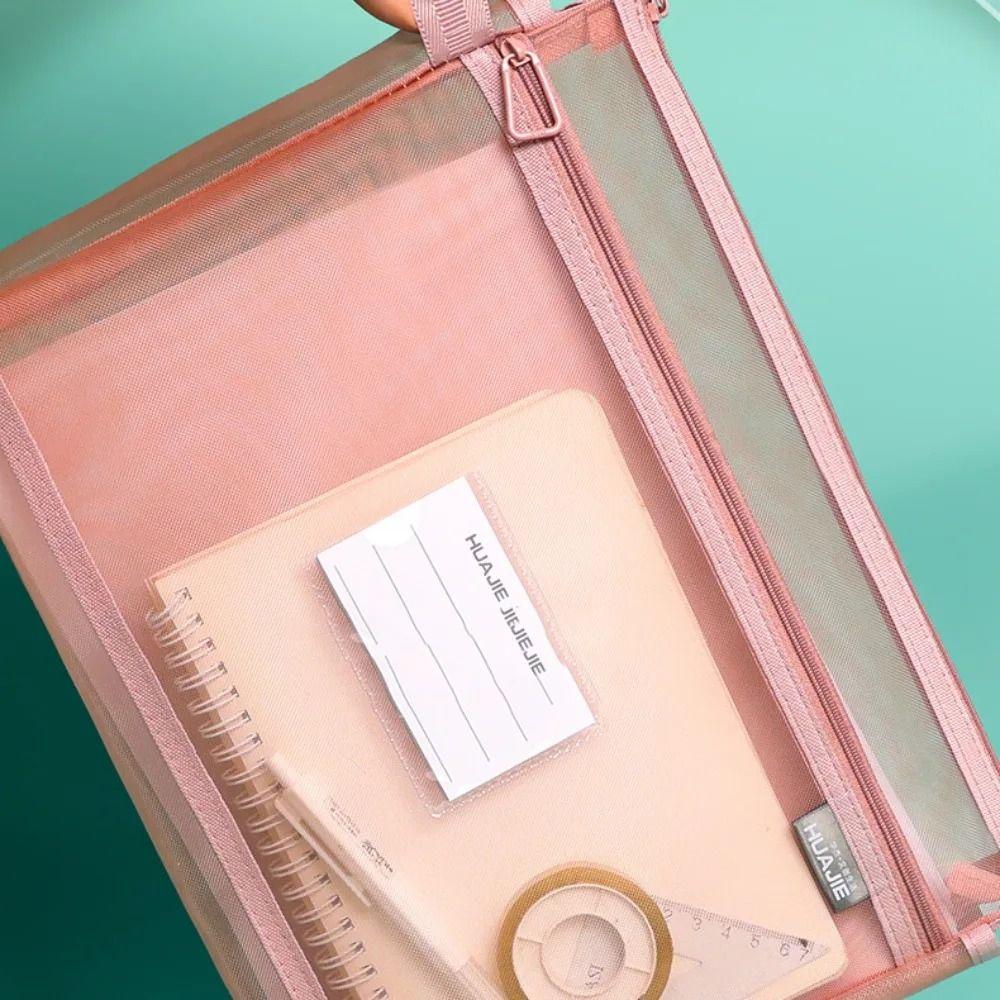 Zipper Test Paper Storage Bag Morandi Color Stationery Organizer Pouch File Folder Bag  Students