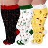 3 Pairs Christmas Pattern Athletic Wide Calf Compression Socks for Men and Women Running Flight Travel Nurses Pregnant