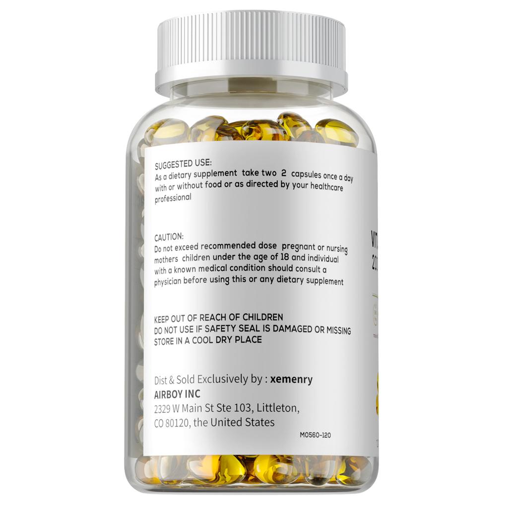 Xemenry Vitamin K2 MK-7 Supplement, 200 mcg Per Serving, Oil Softgles | Easily Absorbed, Active Menaquinone Form | Immune, Joint, & Heart Support