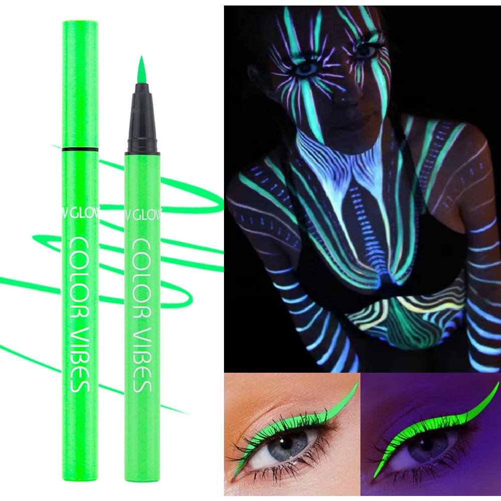 8-Piece Neon Fluorescent Eyeliner: Waterproof, Sweatproof, Quick-Dry Matte Body Paint, Glow-in-the-Dark Set.
