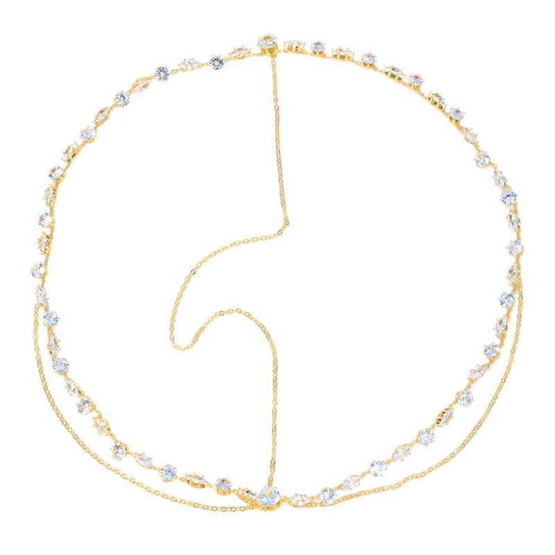 

Explosive Zircon Pendant Forehead Chain Simple Temperament Bride Wedding Hair Band золотистый