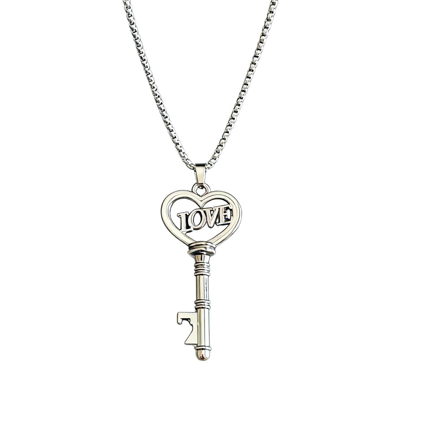 

Cross Heart-Shaped LOVE Bottle Opener Key Pendant Necklace