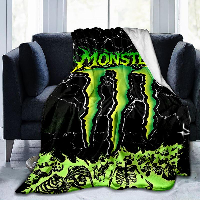 Výkonná energetická nápojová logo deka Vhodná na pohovky, postele, kancelárie a kempovanie - Perfektný darček na Halloween Vianoce
